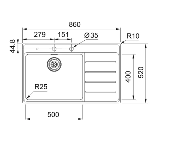 127.0638.908-Franke Mythos Myx 211-86 3 1/2 Çelik Eviye - Resim 3