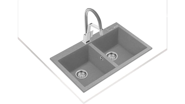 115260015-Teka Forsquare 790 Tg Stone Grey Granit Eviye - Resim 2