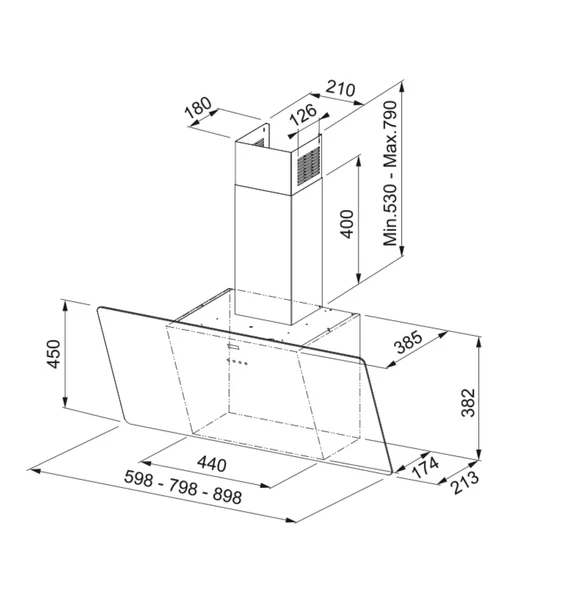 110.0361.890-Franke Fpj 615 V Bk A/600 Siyah Davlumbaz - Resim 2