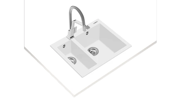 115260023-Teka Forsquare 590 Tg Arctic White Granit Eviye - Resim 2