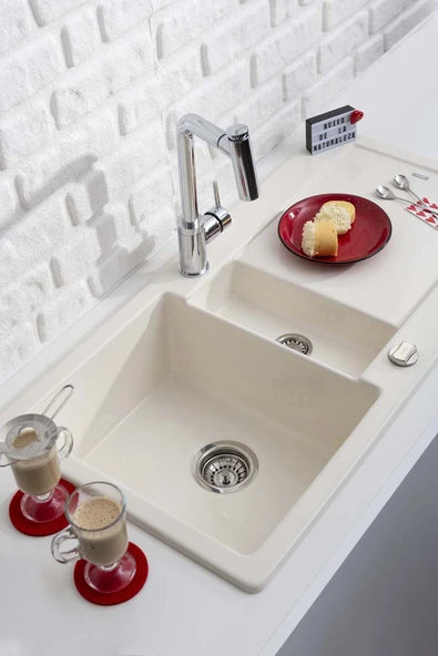 124172-Nuevo Lıberta 6 S Çift Yönlü Siyah Seramik Eviye ürün görseli