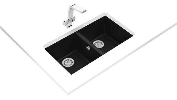 115260024-Teka Square 760 Tg Black Granit Eviye - Resim 4