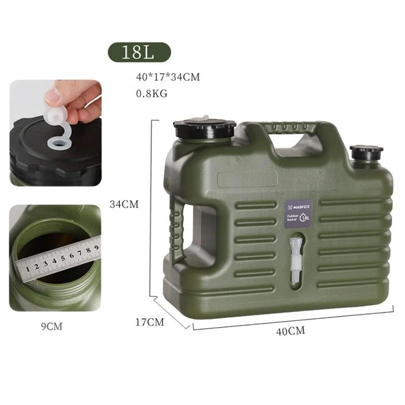 Musluklu Su Bidonu - Madfox Galon Air PE - 18 Litre - Yeşil - 547309 - 6