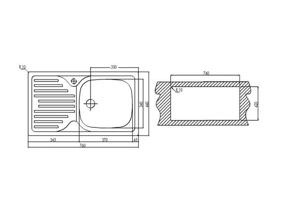40109769-Teka Infant 45 Sağ Düz Çelik Eviye - Resim 2