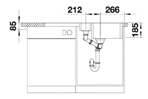 124172-Nuevo Lıberta 6 S Çift Yönlü Siyah Seramik Eviye - Resim 3