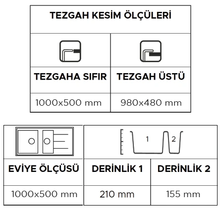 Opal Um-100 Granit Eviye Super White - Resim 3