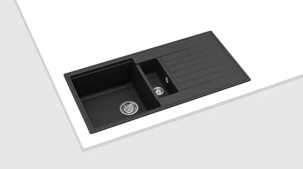 115380001-Teka Cliff 60 B-TQ 1½B 1D Siyah Granit Eviye - Resim 2