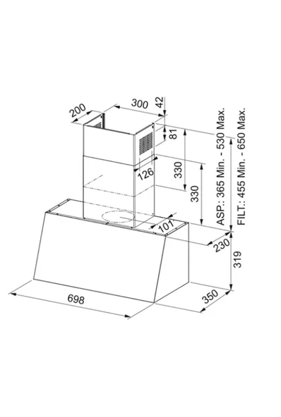 321.0698.305-Franke Country Fco 70 Onyx Nero Davlumbaz - Resim 2