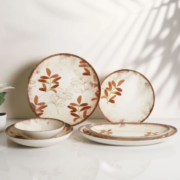 GÜRAL PORSELEN Camelia 26 Parça 6 Kişilik Yemek Takımı 4211 - Resim 4