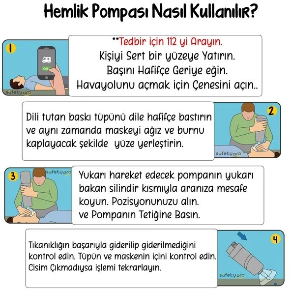 SafetyPro - Hemlik (Heimlich) Manevrası Pompası Otomatik Boğulma Kurtarma Cihazı - 5
