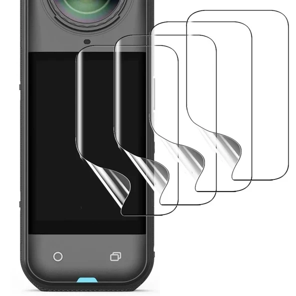 Insta360 X3 Aksiyon Kamera Uyumlu 2 Adet Şeffaf Ekran koruyucu Nano Jelatin - 3