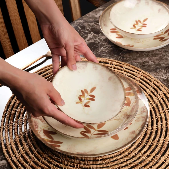 GÜRAL PORSELEN Camelia 26 Parça 6 Kişilik Yemek Takımı 4211 - Resim 2