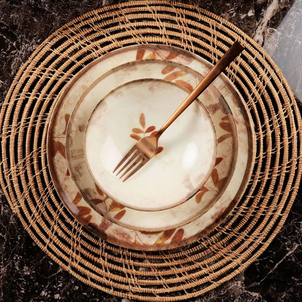 GÜRAL PORSELEN Camelia 26 Parça 6 Kişilik Yemek Takımı 4211 - Resim 3