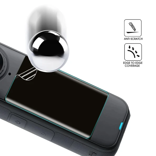 Insta360 X3 Aksiyon Kamera Uyumlu 2 Adet Şeffaf Ekran koruyucu Nano Jelatin - 4
