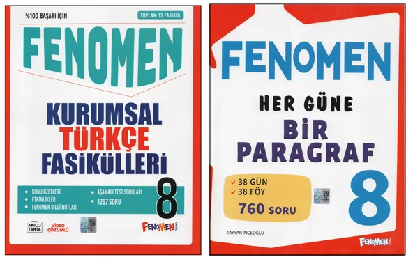 FENOMEN 8.SINIF TÜRKÇE KURUMSAL FASİKÜLLER +FENOMEN HER GÜNE BİR PARAGRAF (2 KİTAP) ürün görseli