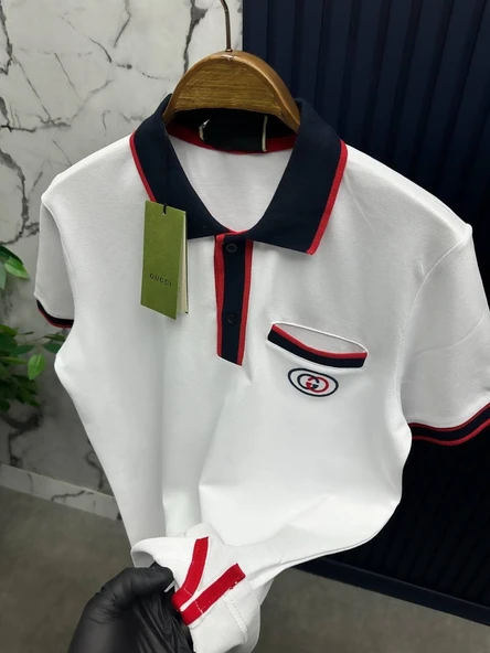 G Logolu Beyaz Pamuklu Polo Yaka T-Shirt - 3