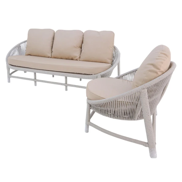 Marise | Üçlü Rattan Bahçe Oturma Grubu | 3+1+1+Sehpalı Bahçe Takımı - 9