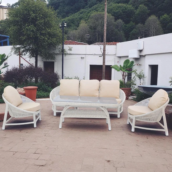Marise | Üçlü Rattan Bahçe Oturma Grubu | 3+1+1+Sehpalı Bahçe Takımı - 6