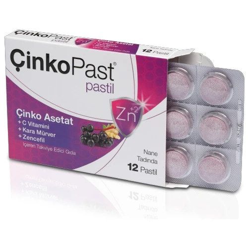 Çinkopast Nane Zencefil Kara Mürver Pastil 12 li ürün görseli