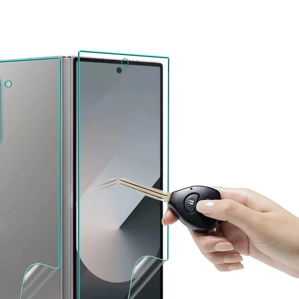 Samsung Galaxy Z Fold 7 Uyumlu 2 Ön 1 Arka Body Şeffaf Ultra koruyucu Nano Jelatin - Resim 3