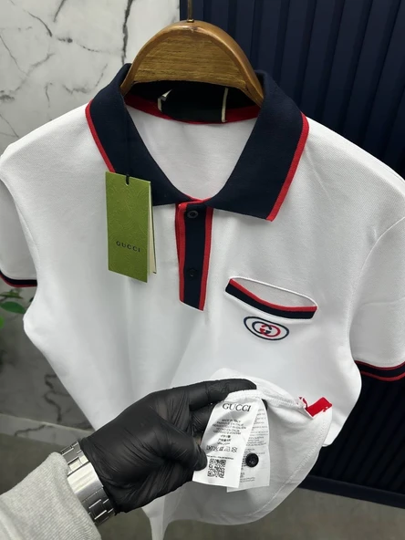 G Logolu Beyaz Pamuklu Polo Yaka T-Shirt - 4
