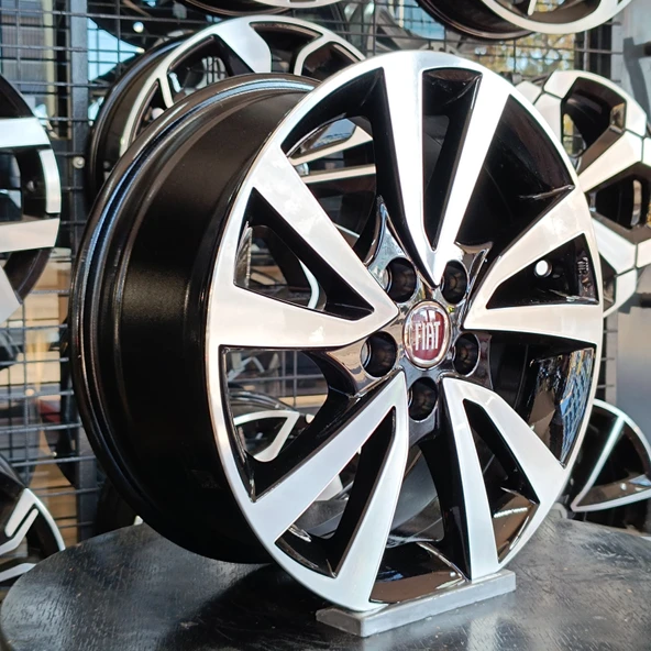 Sıfır OPAR 15 inç Egea, Doblo, Fiorino Black Diamond Jant Takımı - 6.5X15 5X98 ET44 58.1 - OEM: 59360666 - 2