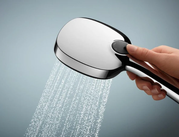 Vitalio Comfort 110 El Duşu Seti, 110 mm Kare 2 Akışlı El Duşu, Duş Başlığı Tutucu, 1750 mm Duş Hortumu, Duş Başlığı Seti, Krom, 26399001 - Resim 2