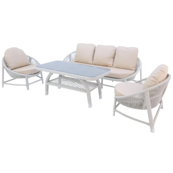 Marise | Üçlü Rattan Bahçe Oturma Grubu | 3+1+1+Sehpalı Bahçe Takımı - 5