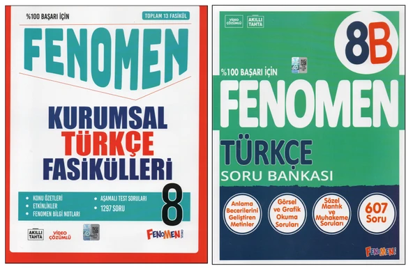 FENOMEN 8.SINIF KURUMSAL TÜRKÇE FASİKÜLLERİ +FENOMEN 8. SINIF 8B TÜRKÇE (2 KİTAP)