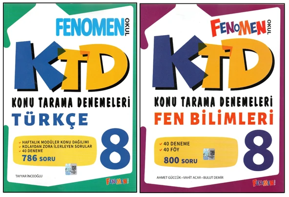 FENOMEN 8.TÜRKÇE KONU TARAMA DENEMELERİ+FEN BİLİMLERİ KONU TARAMA DENEMELERİ (2 KİTAP)