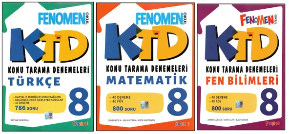 FENOMEN 8.SINIF TÜRKÇE KONU TARAMA DENEMESİ+KTD MATEMATİK+KTD FEN (3 KİTAP)