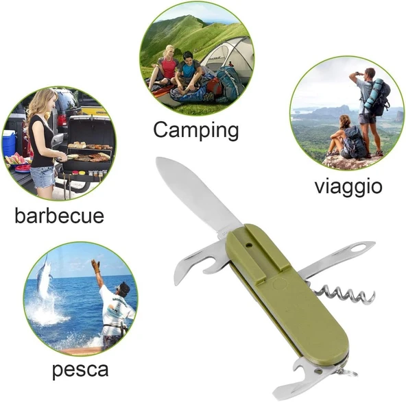 7 si 1 Arada Katlanır Çatal Bıçak Takımı, Çıkarılabilir Paslanmaz Çelik Kamp Çatal Bıçak Takımı - Resim 3