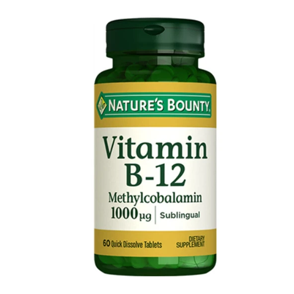 Natures Bounty Vitamin B-12 Methylcobalamin 1000 mcg Takviye Edici Gıda 60 tablet ürün görseli
