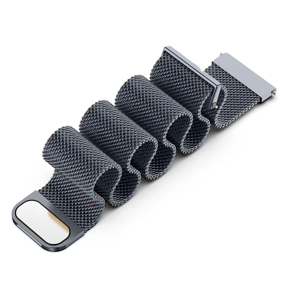 Huawei Watch GT5 46mm Uyumlu Manyetik Milanese Loop Metal Kordon   Koyu Gri - Resim 6