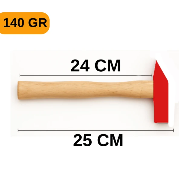 BEYLİNİ 140gr Profesyonel Ahşap Saplı Çift Taraf Çekiç 8 cm Çelik Baş Ergonomik Çakma İnce İşçilik Dayanıklı - 5