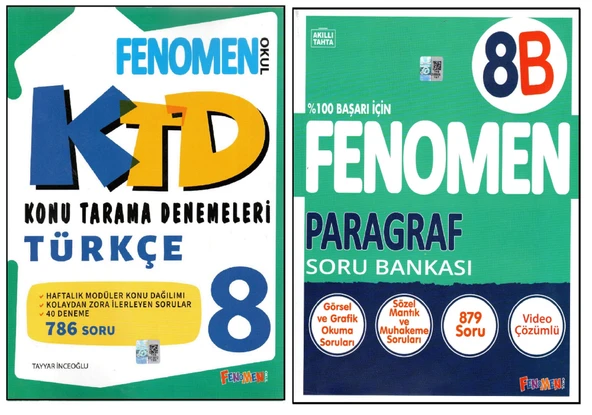 FENOMEN 8.SINIF TÜRKÇE KONU TARAMA DENEMELERİ+FENOMEN 8.SINIF 8B PARAGRAF (2 KİTAP) ürün görseli