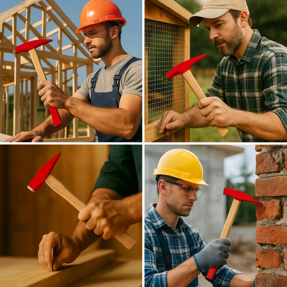Beylini 300gr Profesyonel Ahşap Saplı Çift Taraf Çekiç 10cm Çelik Baş Ergonomik Çakma İnce İşçilik Dayanıklı - 5