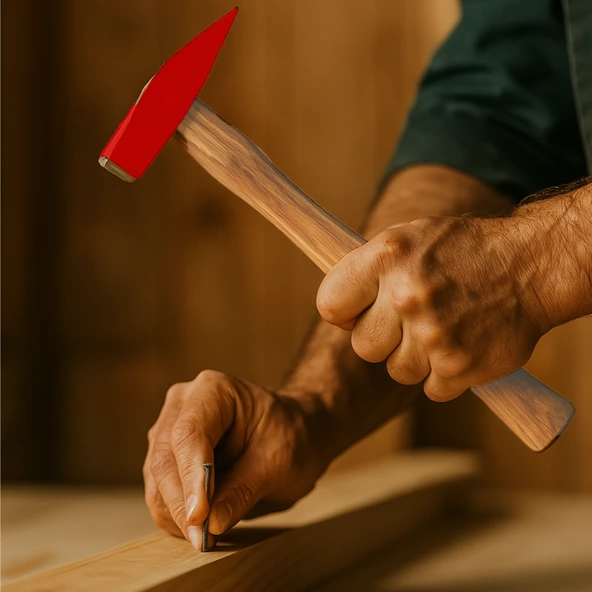 Beylini 300gr Profesyonel Ahşap Saplı Çift Taraf Çekiç 10cm Çelik Baş Ergonomik Çakma İnce İşçilik Dayanıklı - 4