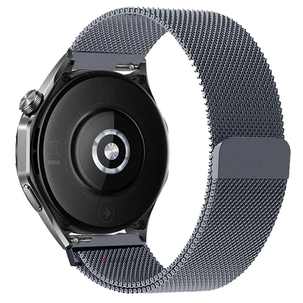 Huawei Watch GT5 46mm Uyumlu Manyetik Milanese Loop Metal Kordon   Koyu Gri - Resim 2