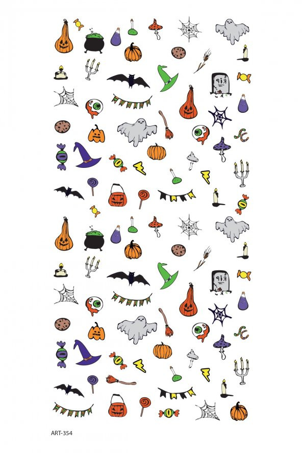 Halloween Tırnak Dövmesi, Tırnak Tattoo, Nail Art, Tırnak Sticker - 2