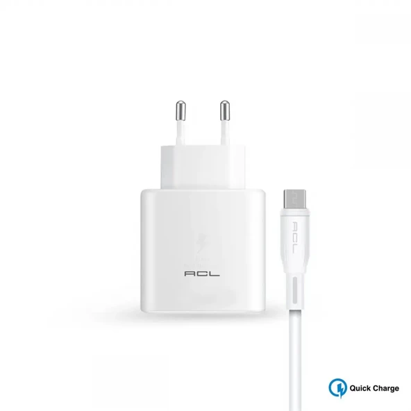 ACL H1 3.4A, 18 Watt Q.C 3.0 1xUSB-A 1mt Mikro Kablolu Seyahat Şarj