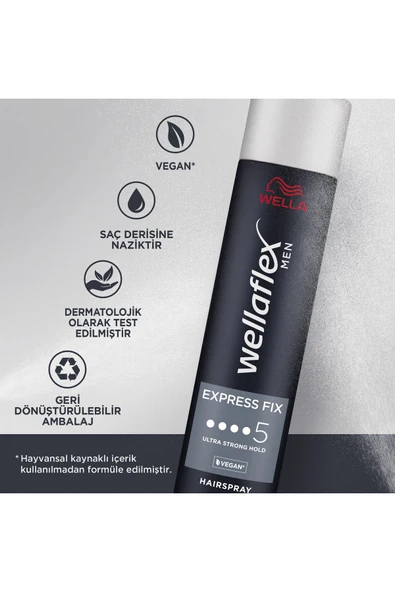 Wellaflex Men Express Fix Ekspres Sabit Tutucu Saç Spreyi Ultra Strong Hold - 250 ml - 6