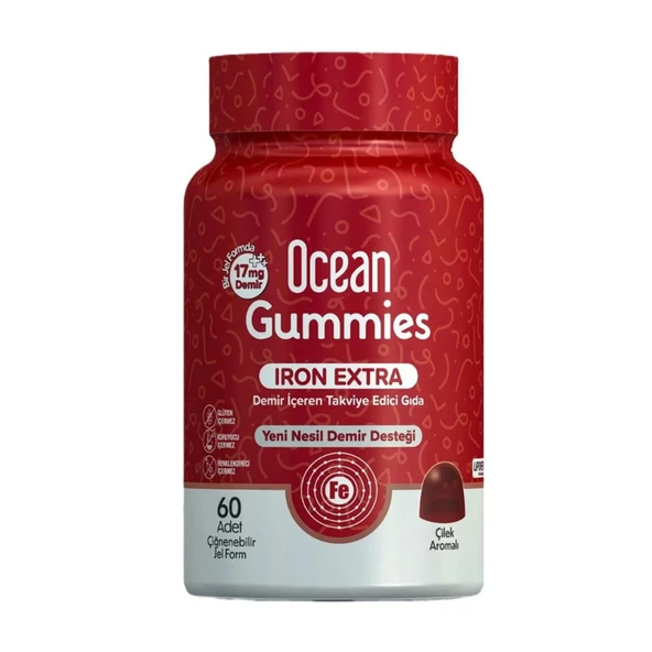 Orzax Ocean Gummies Iron Extra Demir İçeren Takviye Edici Gıda 60 Adet Çİğnenebilir Jel Form ürün görseli