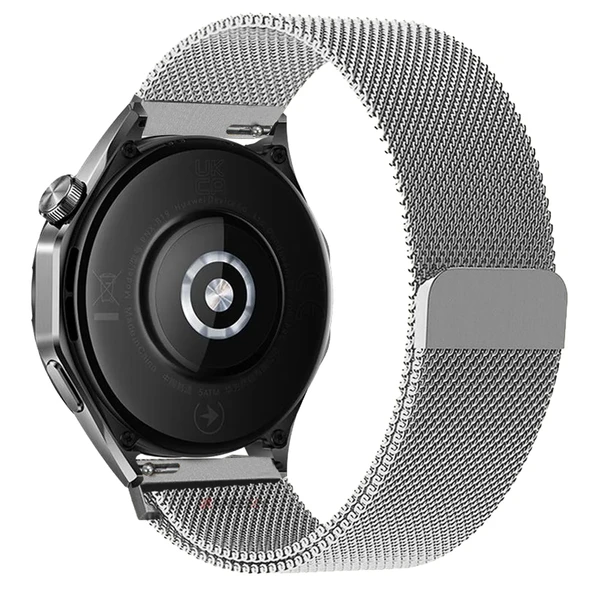 Huawei Watch GT5 46mm Uyumlu Manyetik Milanese Loop Metal Kordon   Gümüş - Resim 2