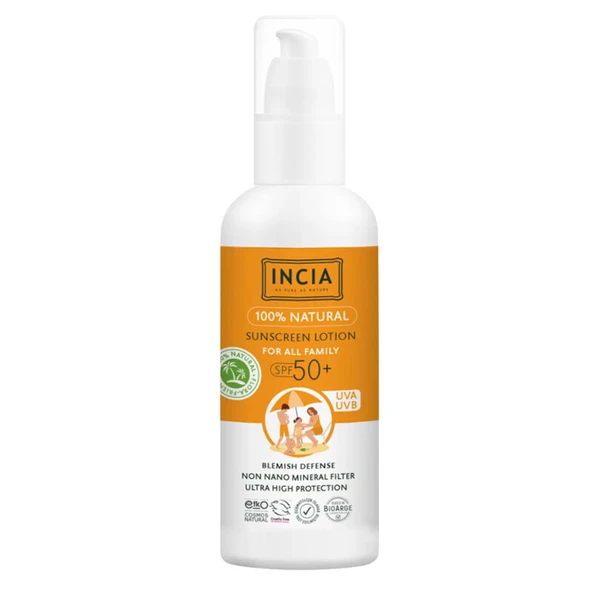 INCIA Doğal Tüm Aile için Güneş Losyonu Spf50+ 100 ml ürün görseli