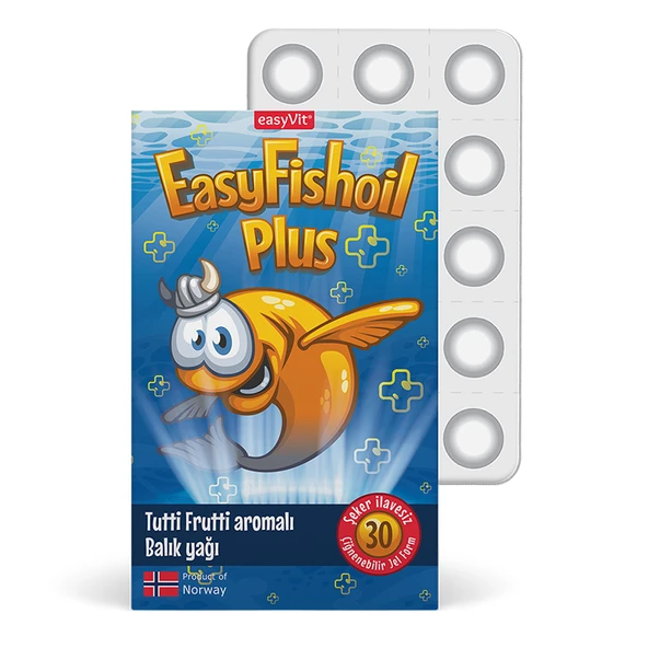 Easy Fish Oil Plus Tutti Frutti Aromalı Balık Yağı 30 Çiğnenebilir Jel ürün görseli