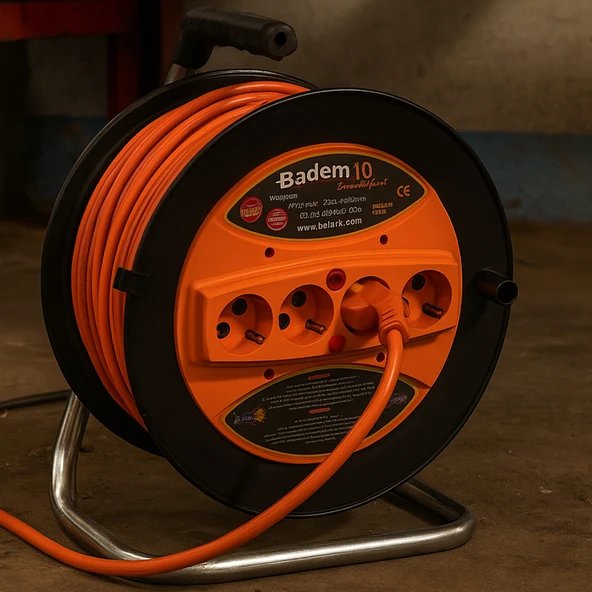 Plastik Makaralı Seyyar CCA Kablo 4 Prizli Uzatma Kablosu 3x1.5 mm 20 Metre Alüminyum Alaşım Kablosu - Resim 8