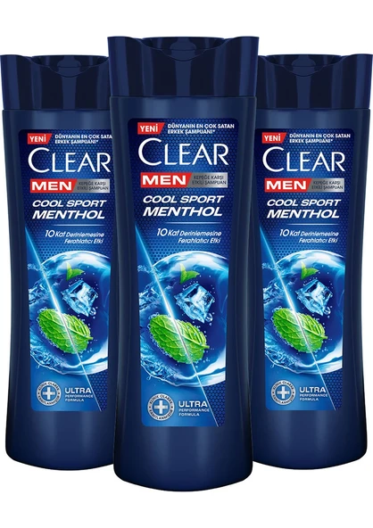 Clear Men Kepeğe Karşı Etkili Şampuan Cool Sport Menthol Ferahlatıcı Mentol Etkisi 350 ml x3 - 2