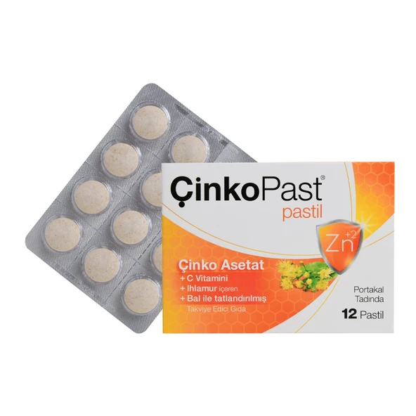 ÇinkoPast C Vitamini Ihlamur Bal İçeren Takviye Edici Gıda 12 Pastil ürün görseli