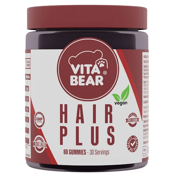 Vita Bear Hair Plus Vegan Saç Vitamini 60 Gummies ürün görseli
